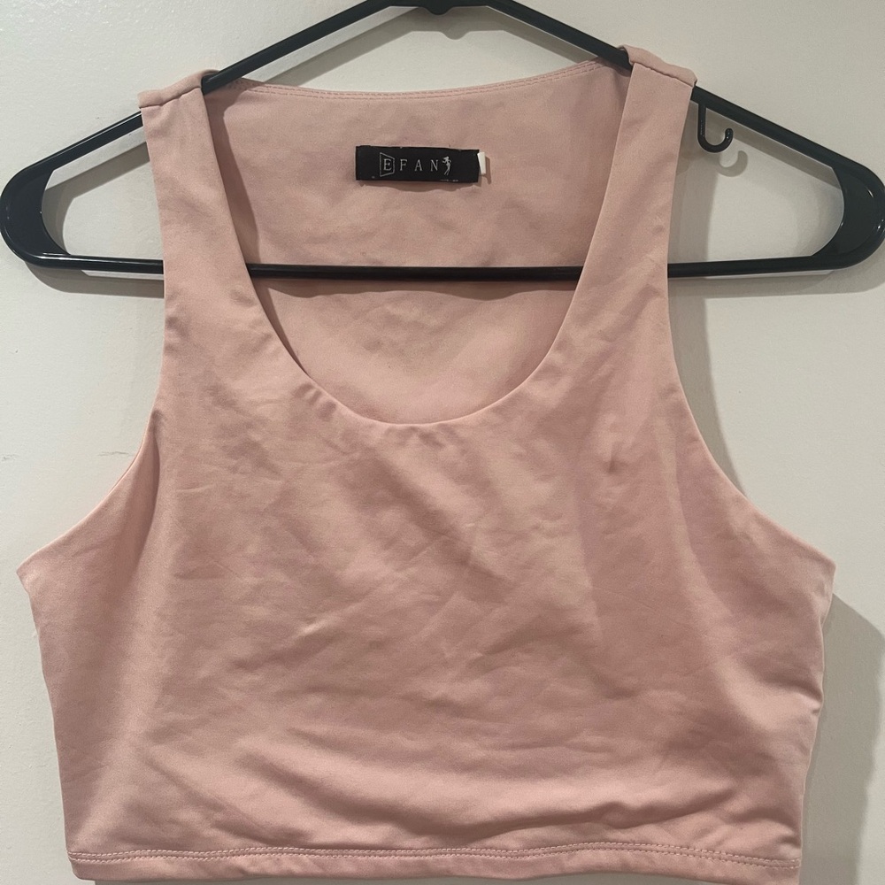 3/$15 EFAN E-FAN Pink Sleeveless Double Layer Crop Top Size Small